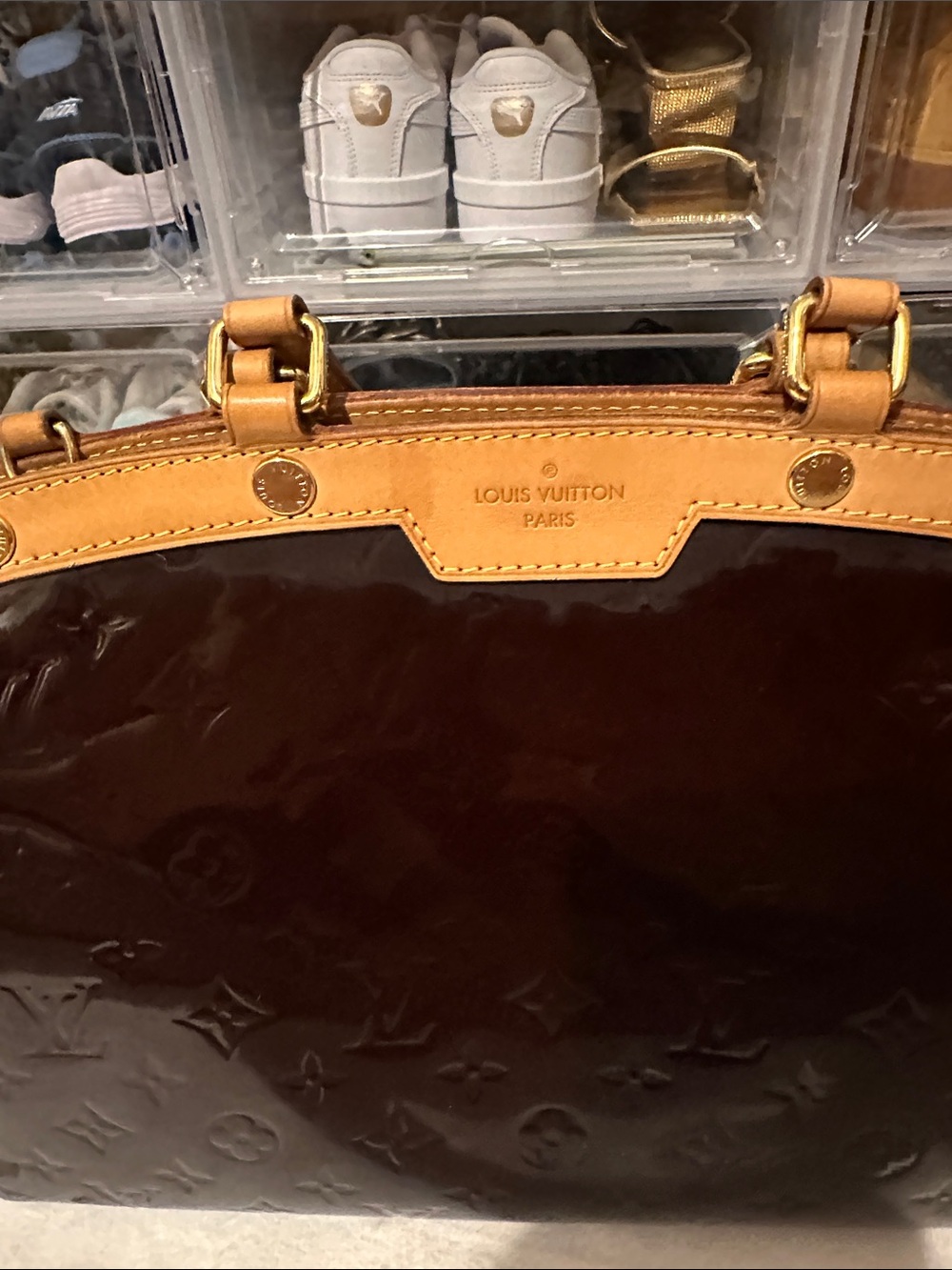 Louis Vuitton Brown Patent Vernis with Natural Vachetta Top-Handle Satchel - Picture 13 of 16